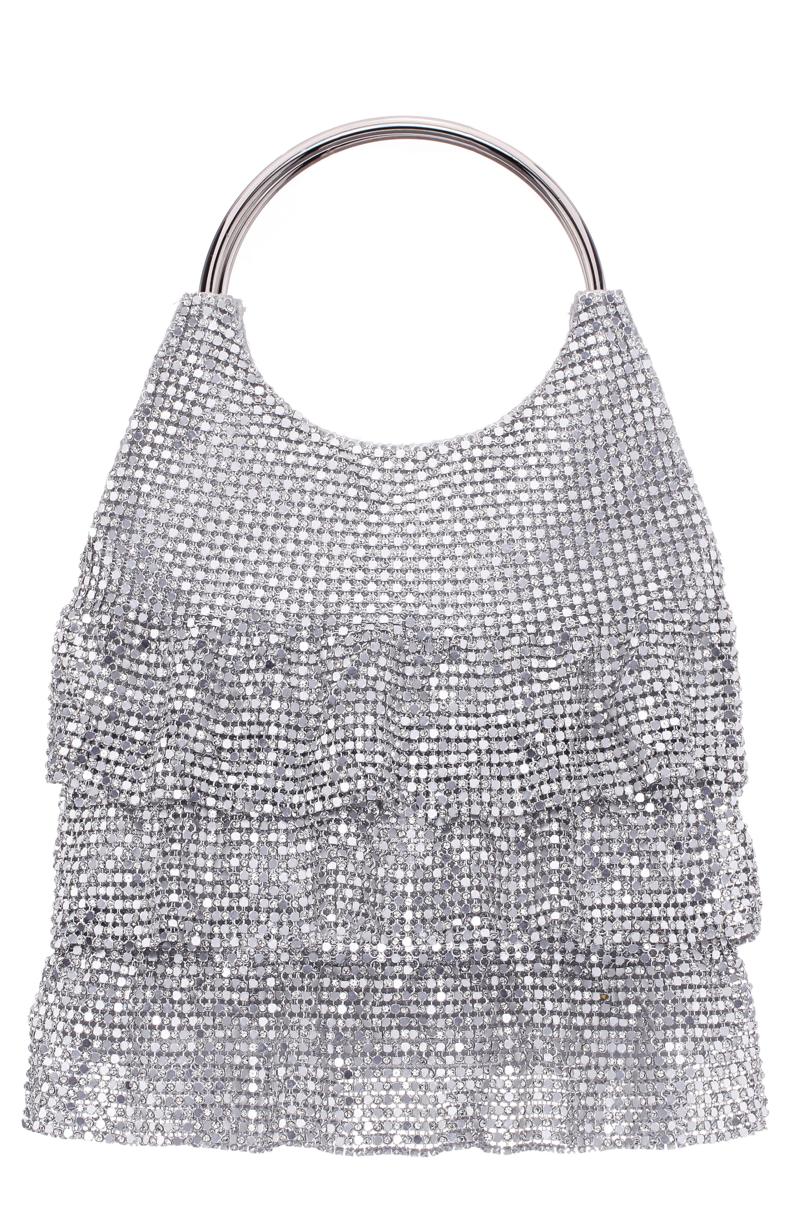 Nina Hippy Mesh Clutch, Main, color, 