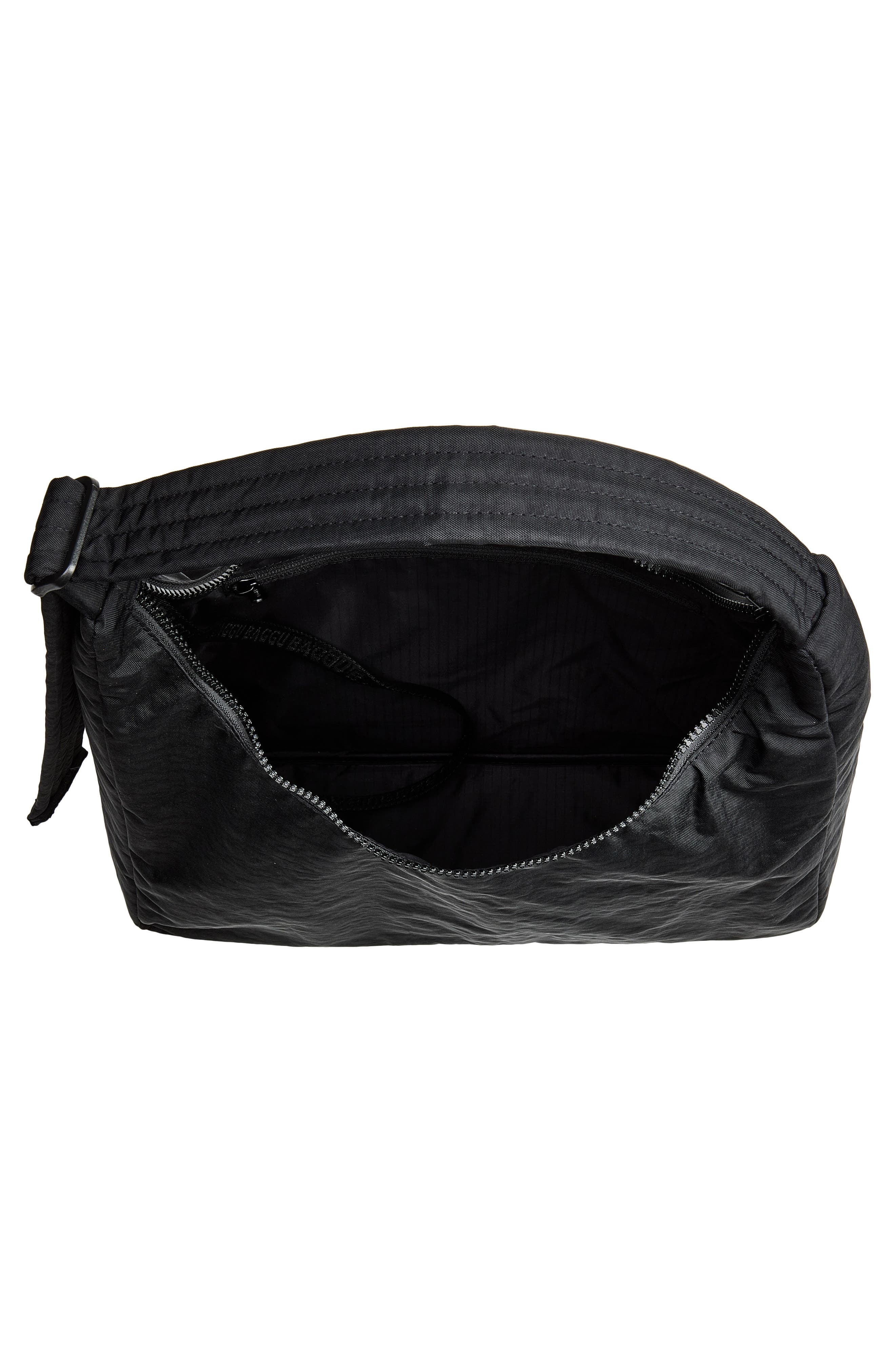 Recycled Nylon Shoulder Bag, Alternate, color, BLACK