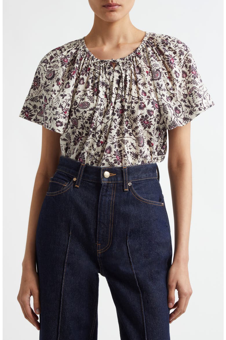 Sena Flutter Sleeve Cotton Blend Top, Main, color, COSMOS