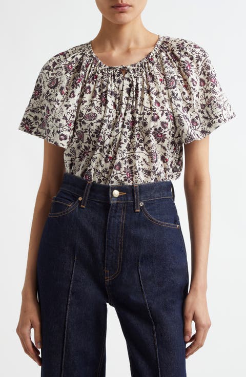 Sena Flutter Sleeve Cotton Blend Top