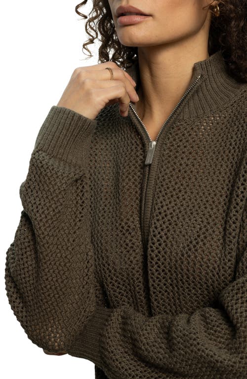 Sanctuary Open Stitch Half-zip Cotton Sweater In Kalamata