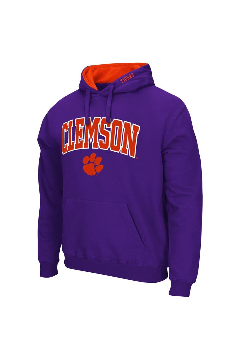 Men's Colosseum Purple Clemson Tigers Arch & Logo 3.0 Pullover Hoodie, Alternate, color, Purple