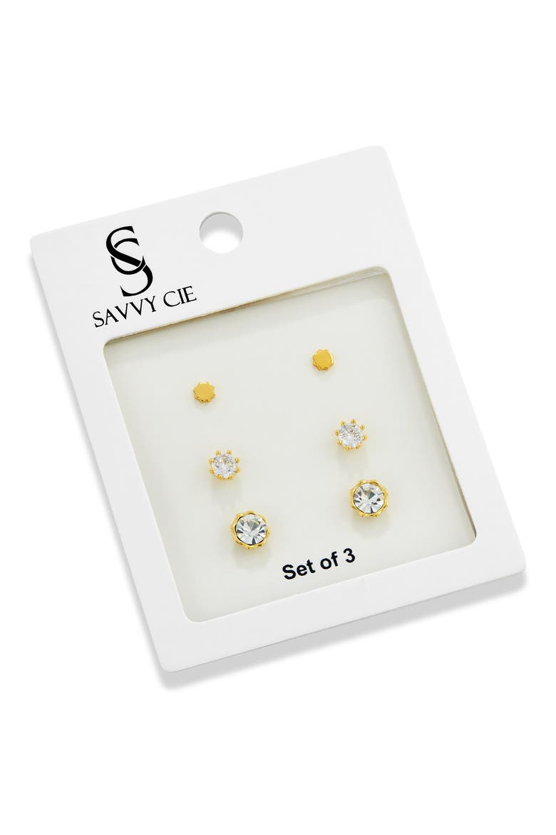 3-Pack Assorted Stud Earrings, Main, color, YELLOW