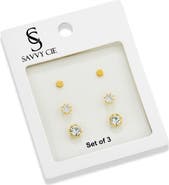 SAVVY CIE JEWELS 3-Pack Assorted Stud Earrings