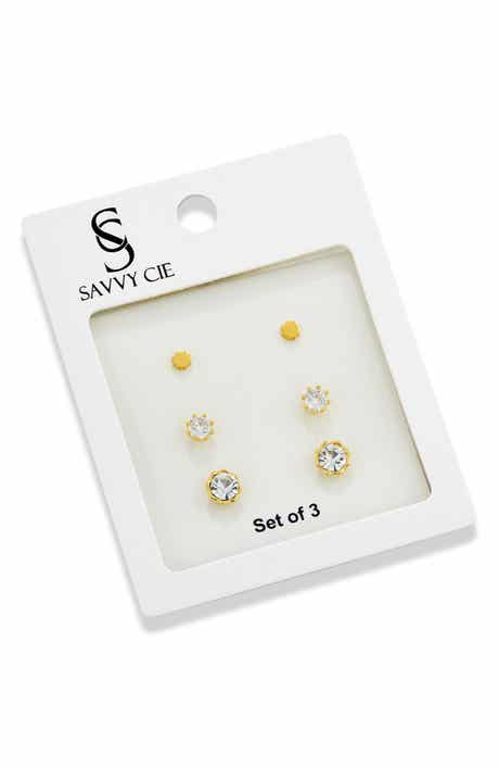 SAVVY CIE JEWELS 3-Pack Assorted Stud Earrings