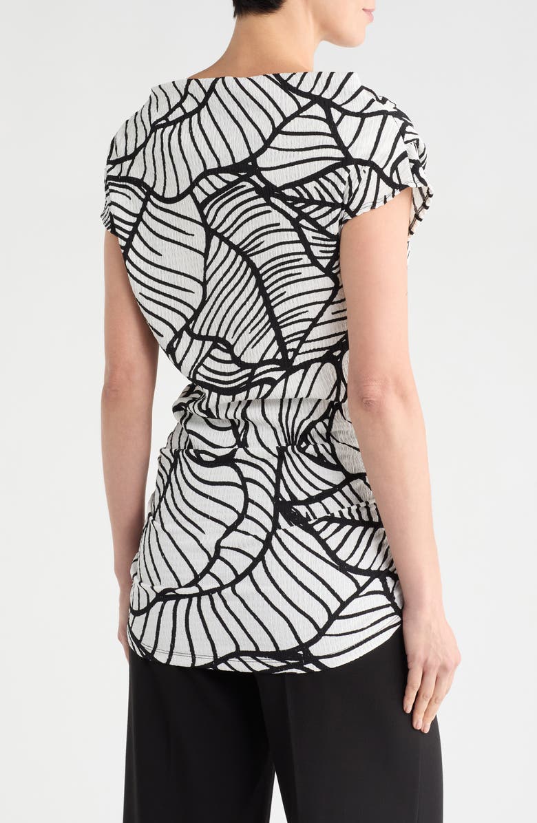 Renee C Cowl Neck Cap Sleeve Top, Alternate, color, White And Black