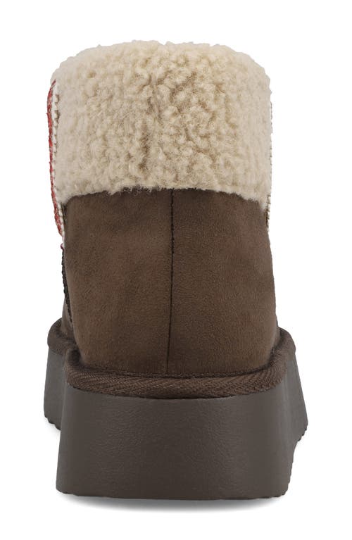 Mia Iceland Faux Shearling Platform Bootie In Brown