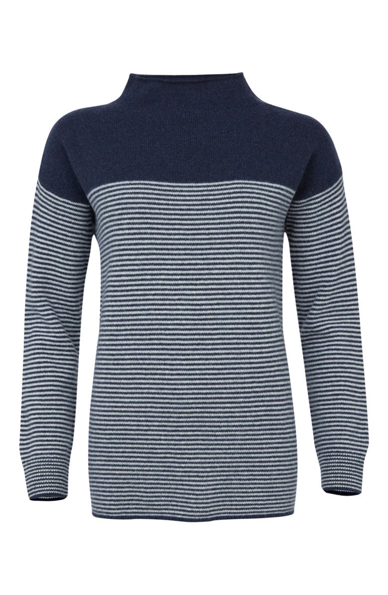 Celtic & Co. Felted Funnel Neck Sweater, Alternate, color, Navy / Ecru Stripe