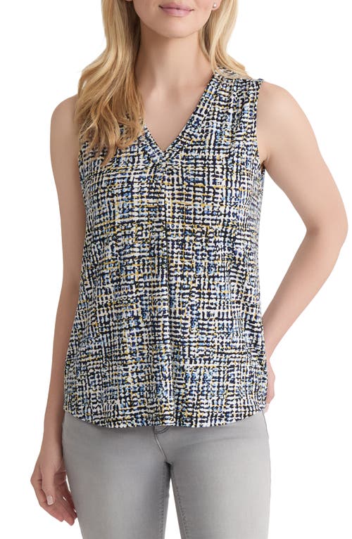 Jones New York Pleated V-neck Shell In Multi