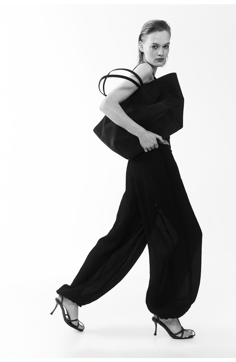 H&M Balloon Drawstring Trousers, Main, color, Black