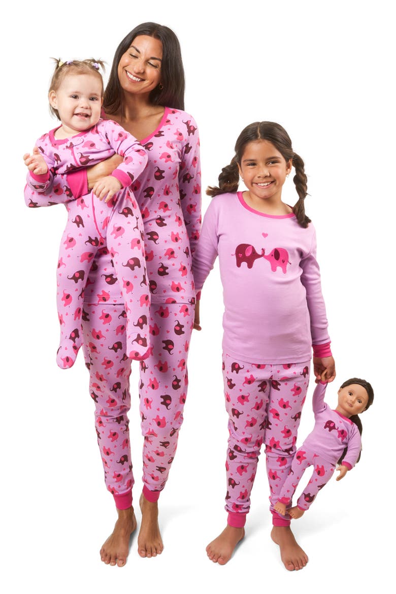 Women's Cotton Matching Family Pajamas, Wild Canvas Prints, Alternate, color, Elephant