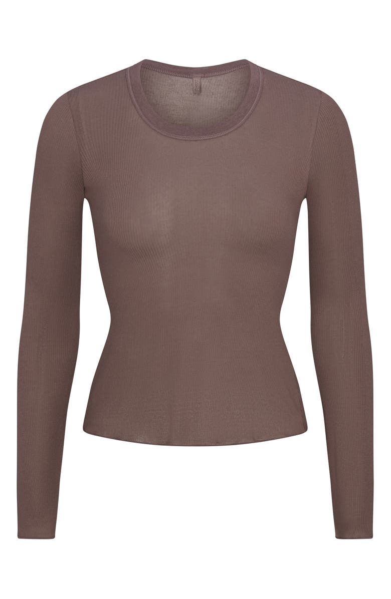 SKIMS Wide Crewneck Long Sleeve Top, Alternate, color, Pewter