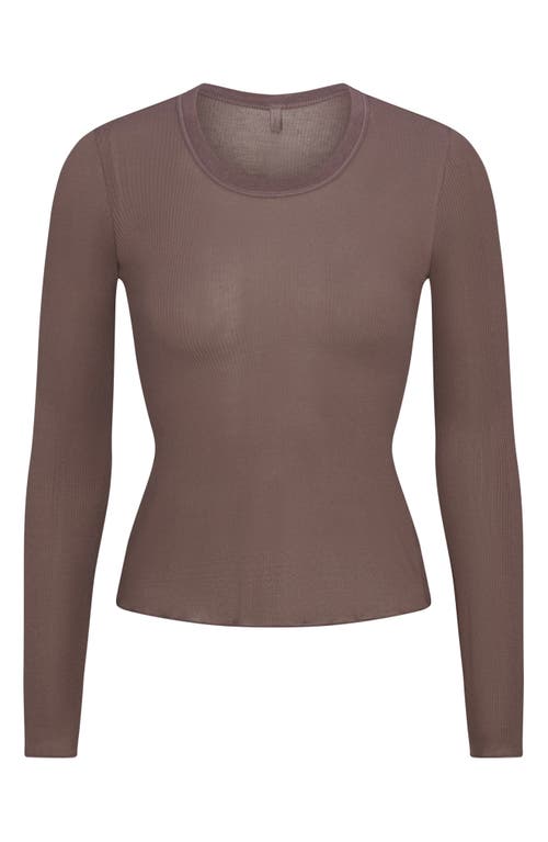 Skims Wide Crewneck Long Sleeve Top In Neutral