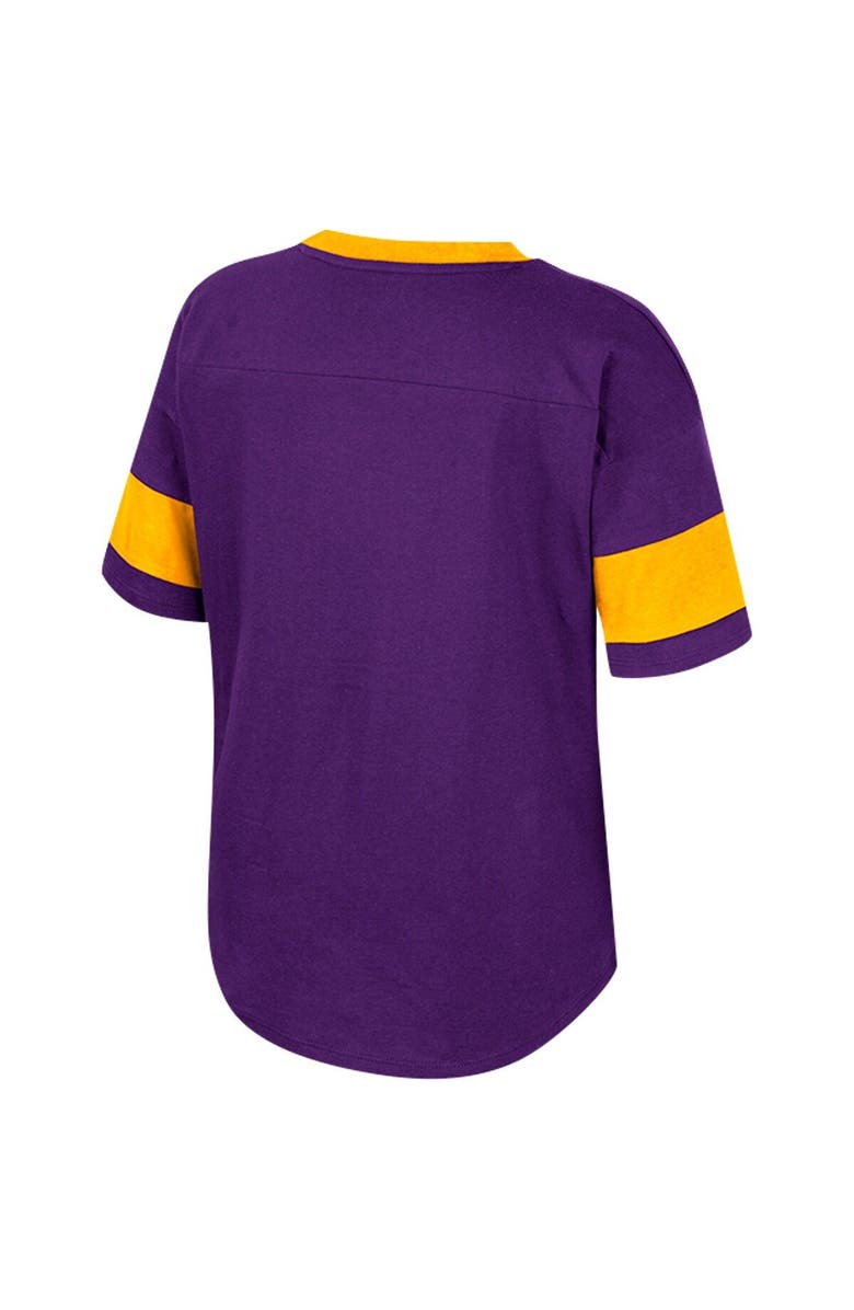 COLOSSEUM Girls Youth Colosseum Purple LSU Tigers Tomika Tie-Front V-Neck T-Shirt, Alternate, color,