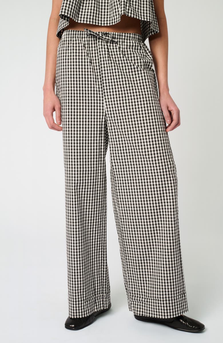 WeWoreWhat Check Tie Waist Wide Leg Pants, Main, color, Black Multi