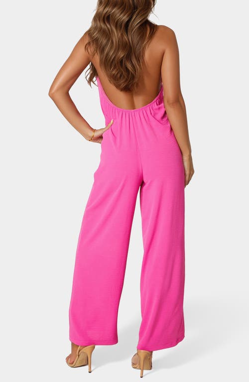 Bebe Airflow Wide Leg Halter Jumpsuit In Pink
