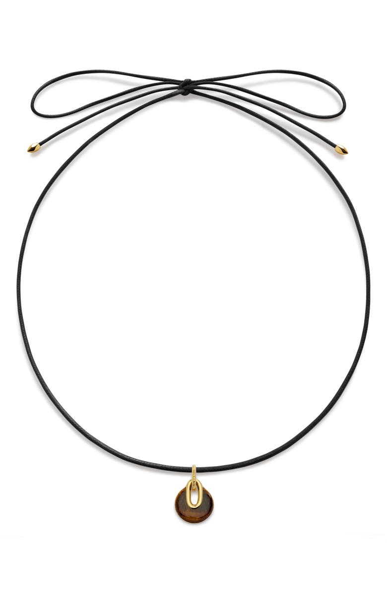 Monica Vinader x Kate Young Semipreciouis Stone Pendant Cord Necklace, Main, color, 18Ct Gold Vermeil / Tigers Eye