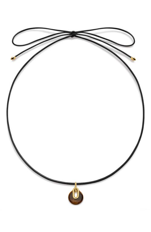 Monica Vinader X Kate Young Semipreciouis Stone Pendant Cord Necklace In Black