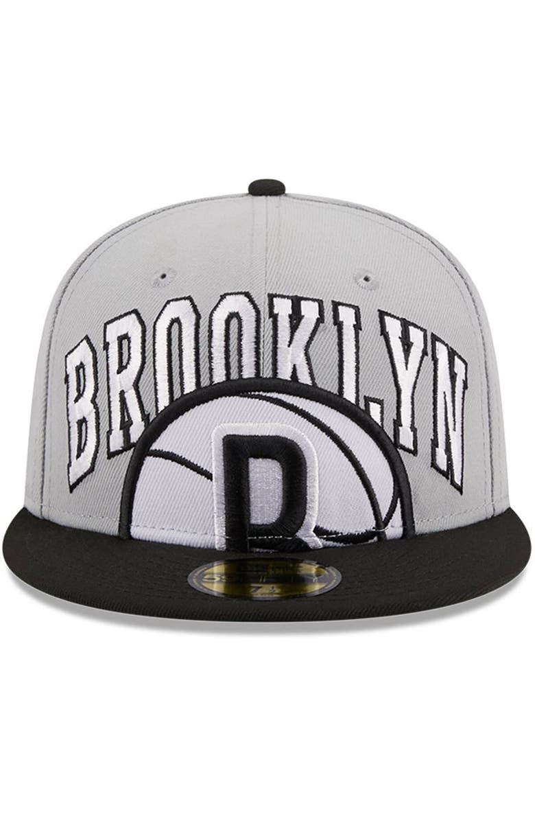 New Era Men's New Era Gray/Black Brooklyn Nets Tip-Off Two-Tone 59FIFTY Fitted Hat, Alternate, color, Gray