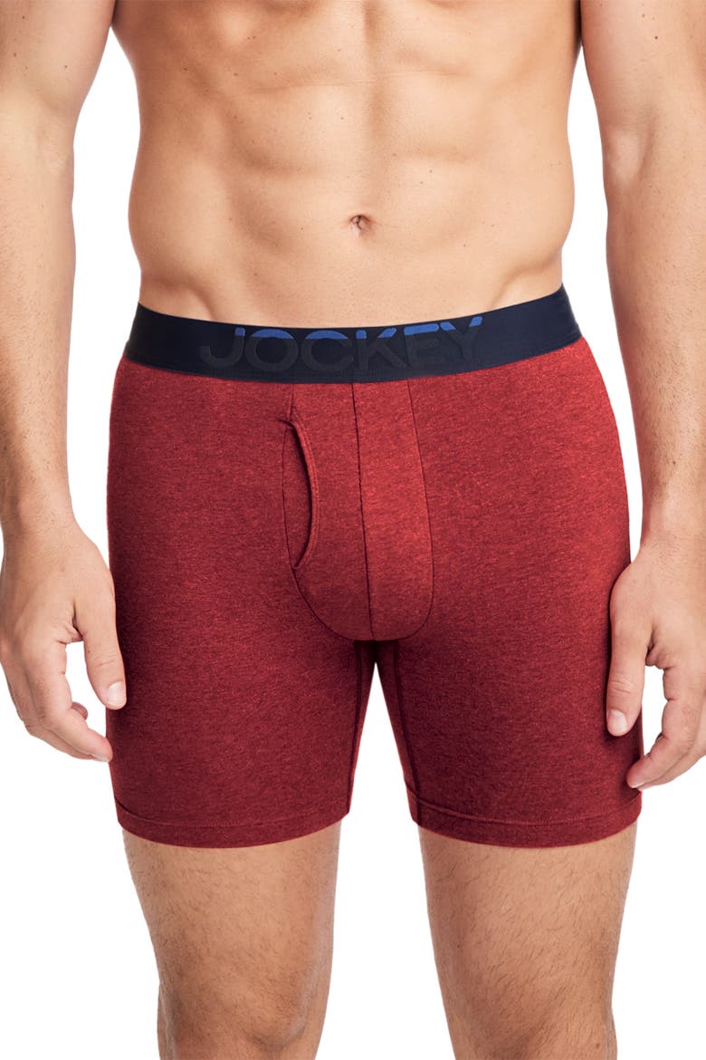 Men's Cotton Stretch 6" Boxer Brief - 3 Pack, Alternate, color, Red Dove