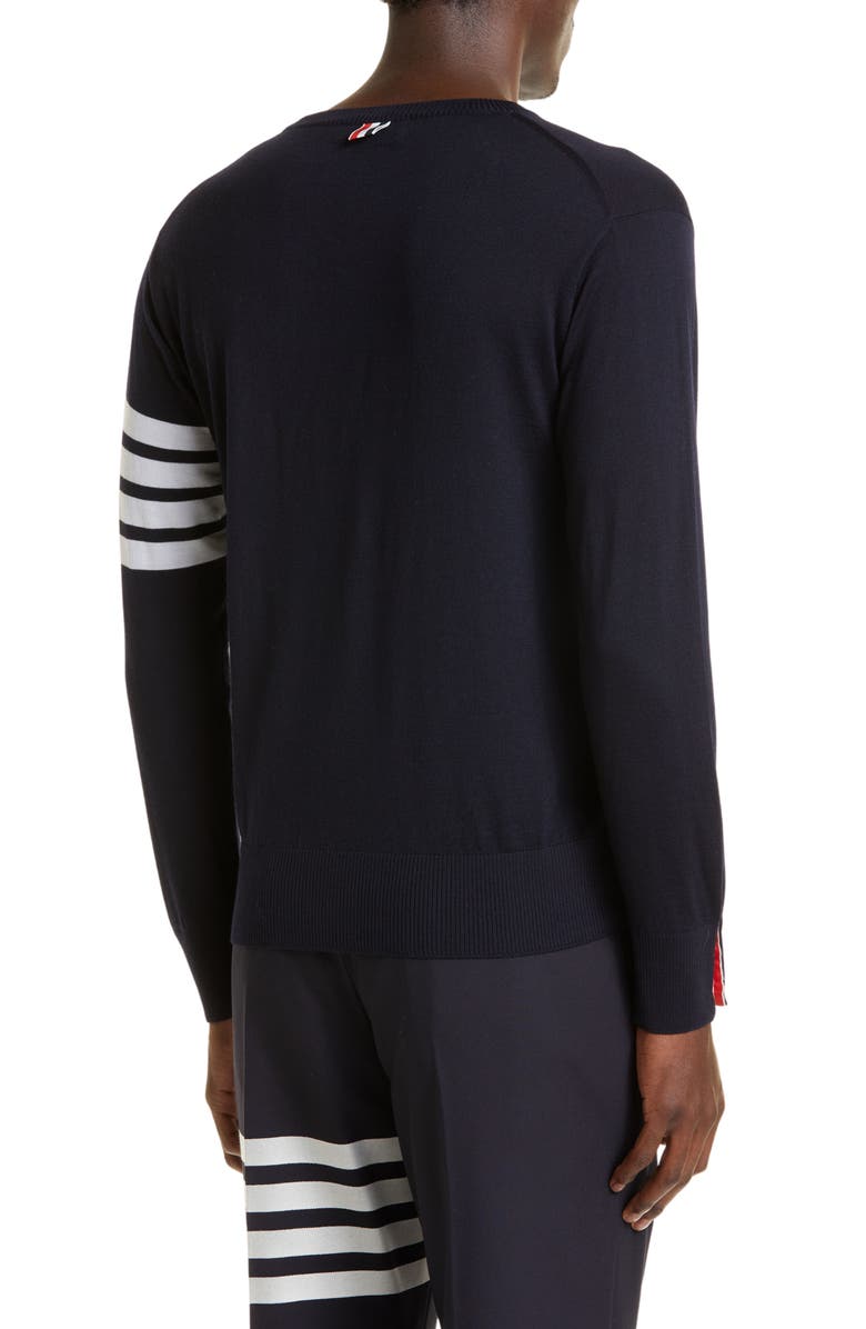 Thom Browne Merino Wool Pullover, Alternate, color, Navy