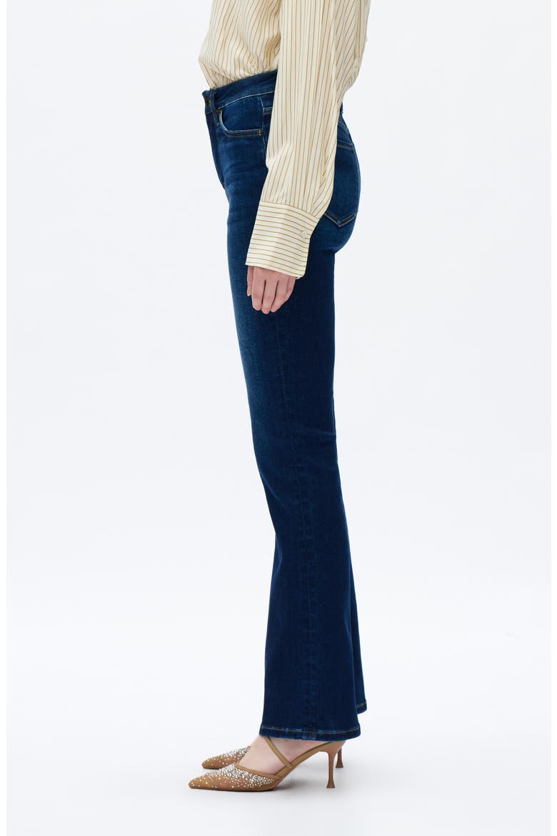 High Waist Slit Flare Jeans, Alternate, color, DARK BLUE WASH