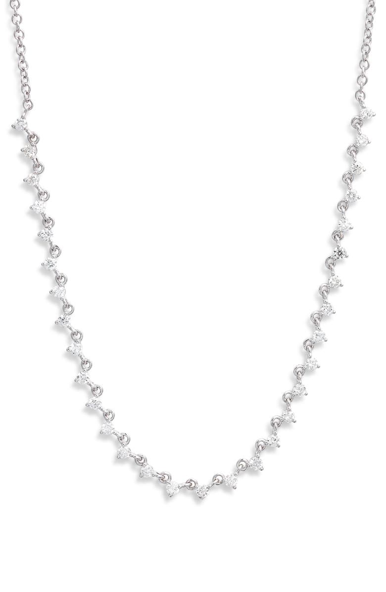 Meira T Diamond Frontal Necklace, Main, color, Silver
