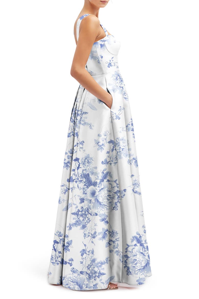 Floral Lace Up A-Line Gown, Alternate, color, COTTAGE ROSE-LARKSPUR PRINT