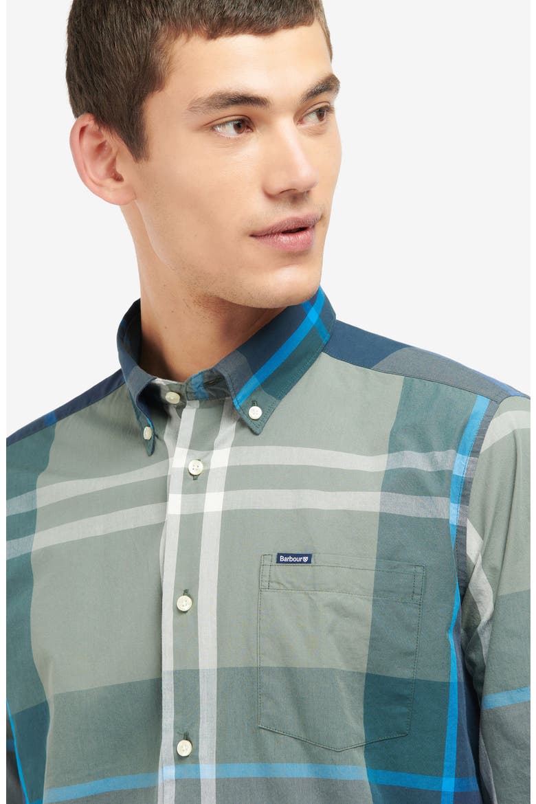 Harris Tailored Fit Plaid Cotton Button-Down Shirt, Alternate, color, KIELDER BLUE TARTAN