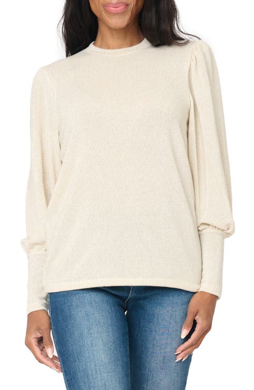 Gibsonlook Metallic Blouson Sleeve Crewneck Sweater In Gold