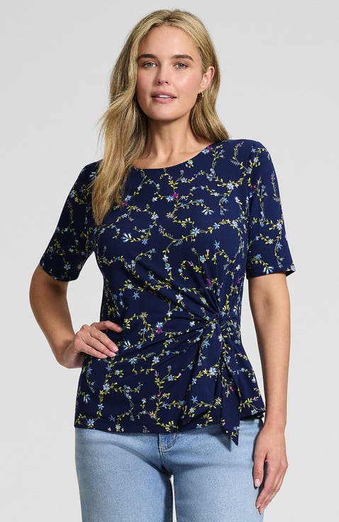 Lightweight Jersey Tie Front Top