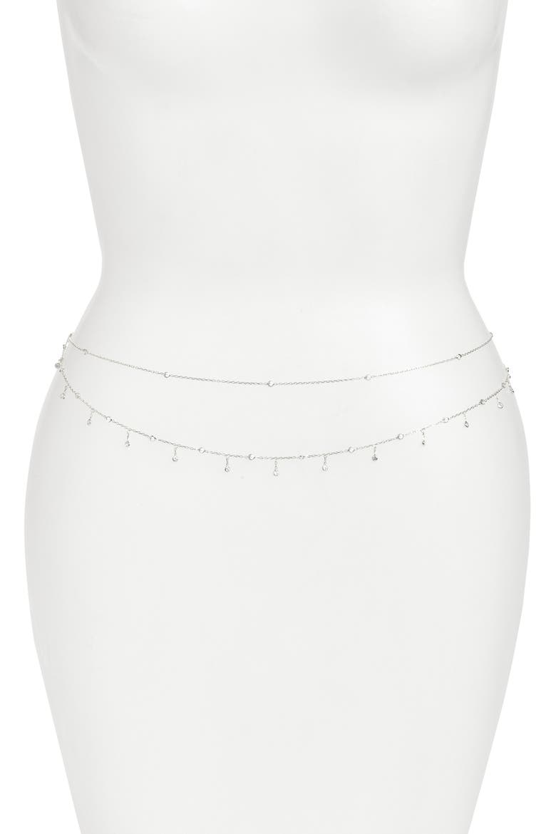 Cubic Zirconia Body Chain, Main, color, SILVER