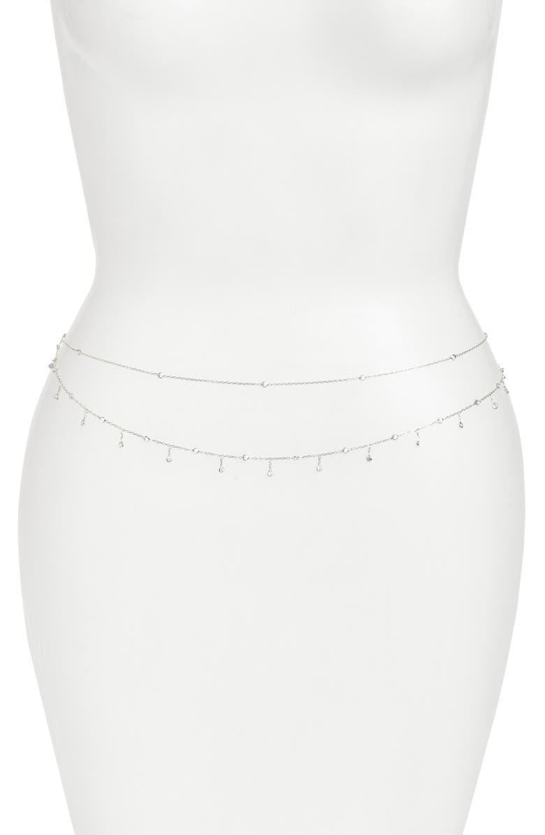 SHYMI Cubic Zirconia Body Chain, Main, color, Silver