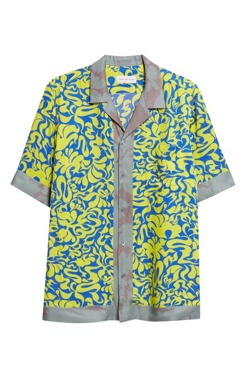Carltone Mixed Print Satin Camp Shirt