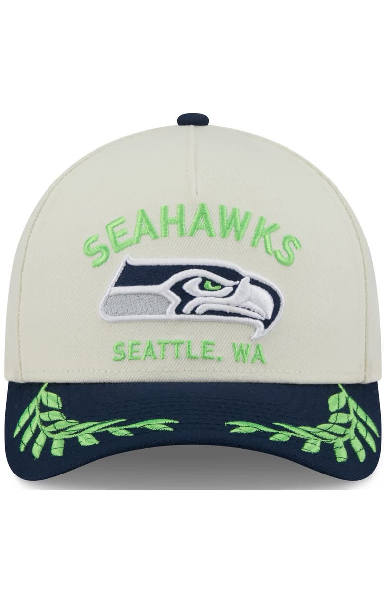 New Era Men's New Era Cream/College Navy Seattle Seahawks 2025 NFL Draft 9FORTY A-Frame M-Crown Adjustable Hat, Alternate, color, Cream