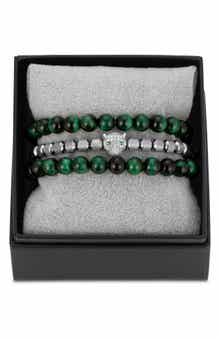 EYE CANDY LOS ANGELES 3-Pack Leopard Green Tigers' Eye Bracelets