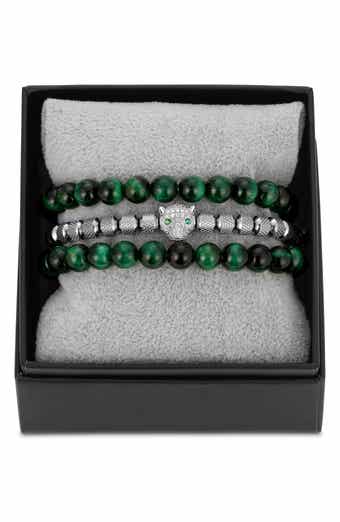 EYE CANDY LOS ANGELES 3-Pack Leopard Green Tigers' Eye Bracelets