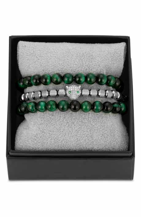 EYE CANDY LOS ANGELES 3-Pack Leopard Green Tigers' Eye Bracelets