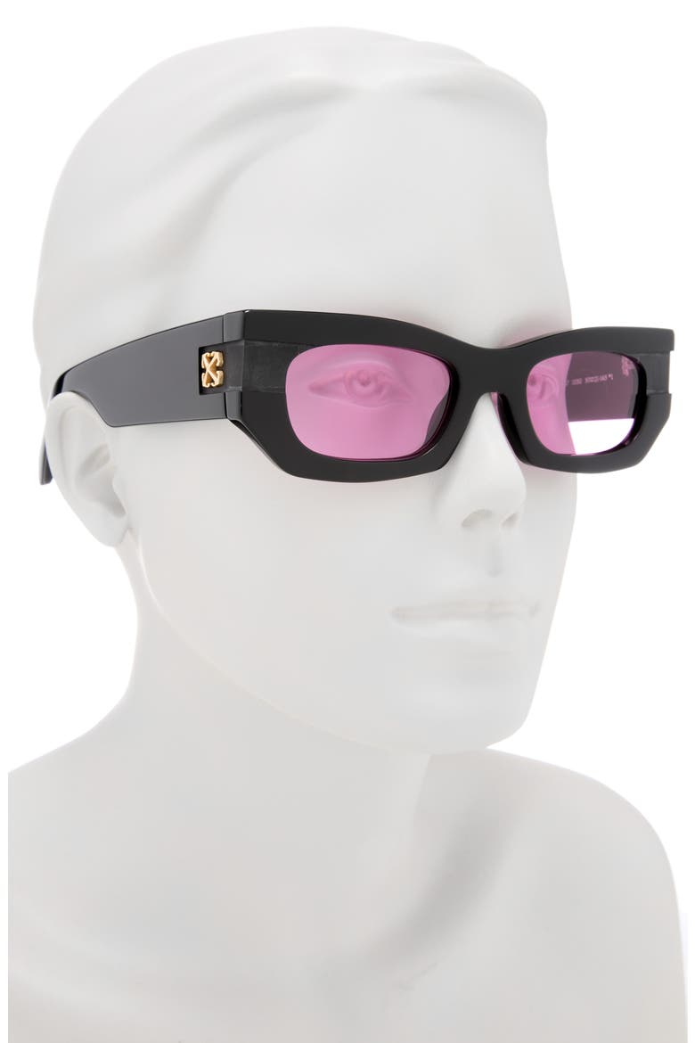 Belleville 50mm Square Sunglasses, Alternate, color, BLACK PINK