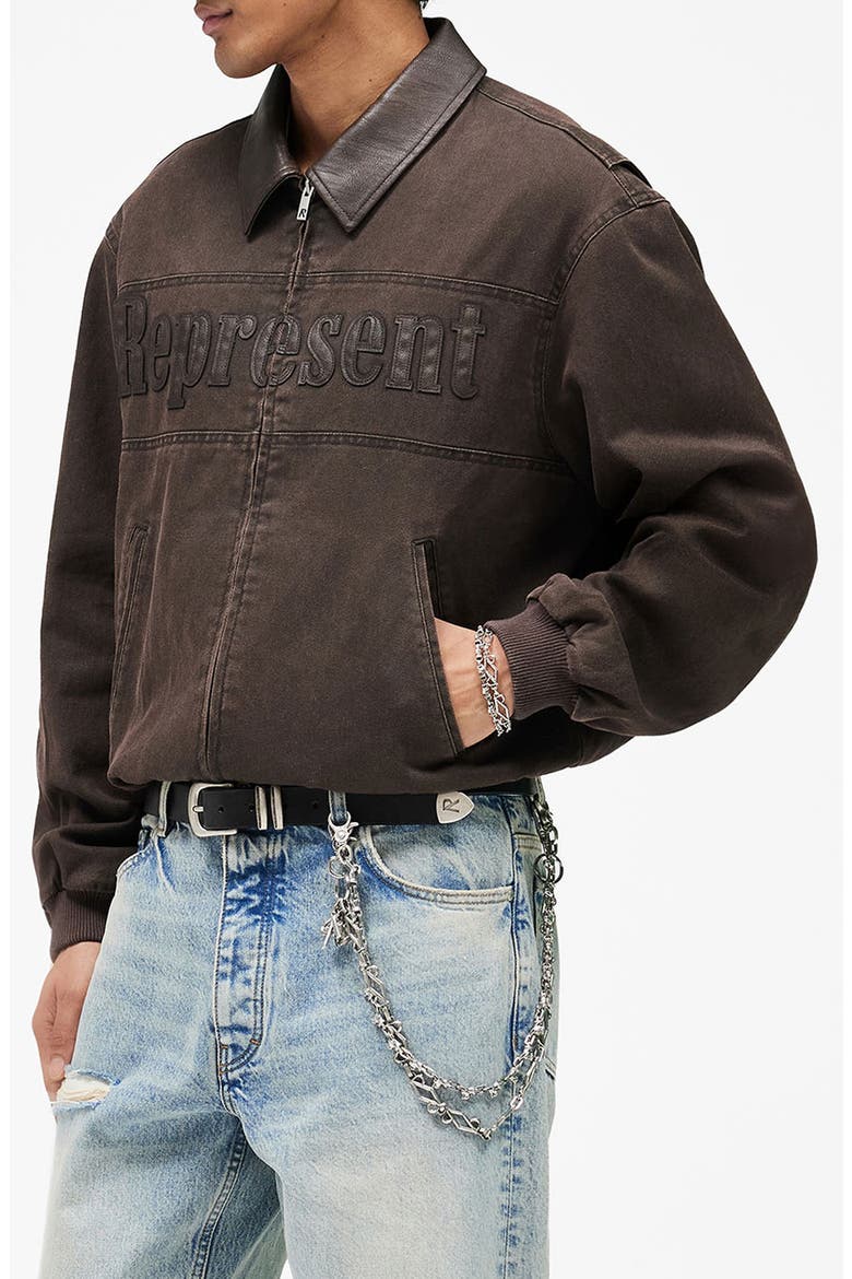 Roscoe Logo Detail Cotton Canvas Bomber Jacket, Alternate, color, WHISKY