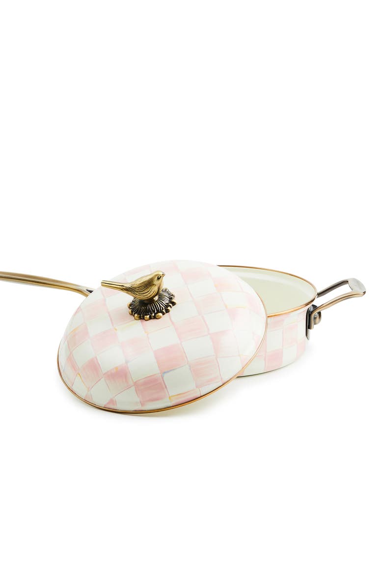 MACKENZIE CHILDS Rosy Check Enameled Steel 3-Quart Sauté Pan, Alternate, color, Rosy