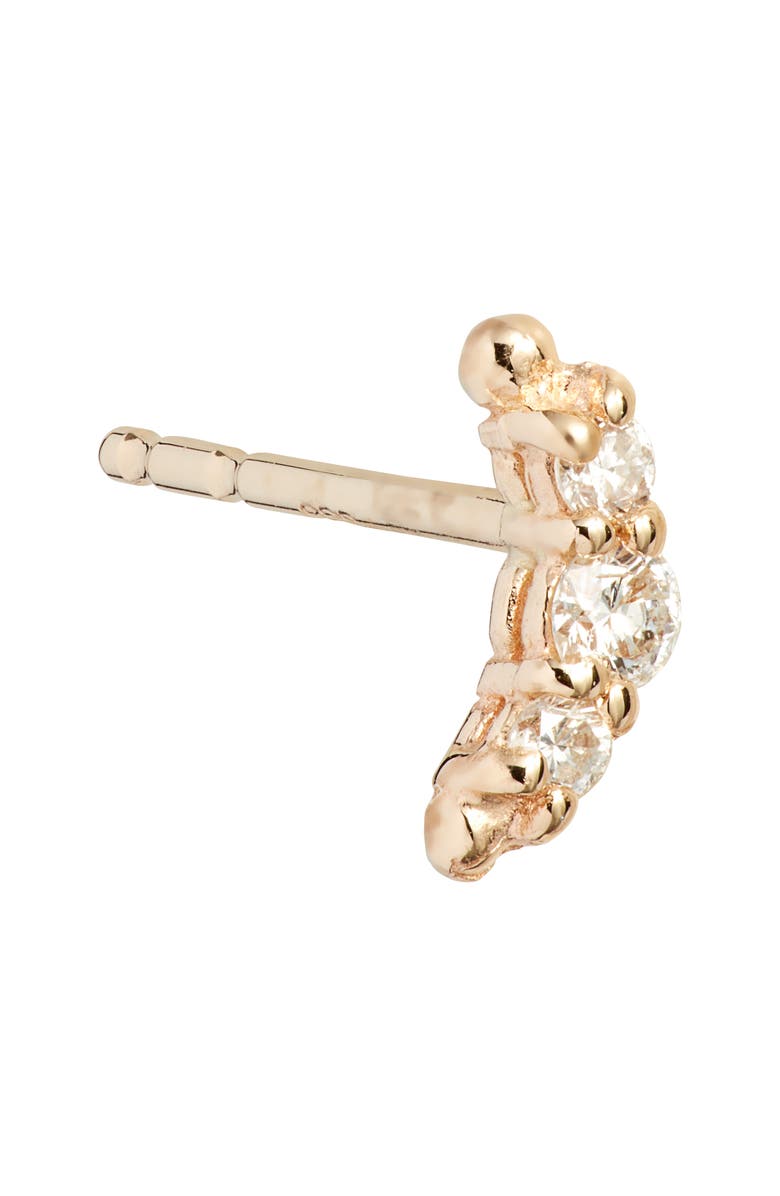 Anzie x Mel Soldera Single Croissant Stud Earring, Alternate, color, Yellow Gold/ Diamond