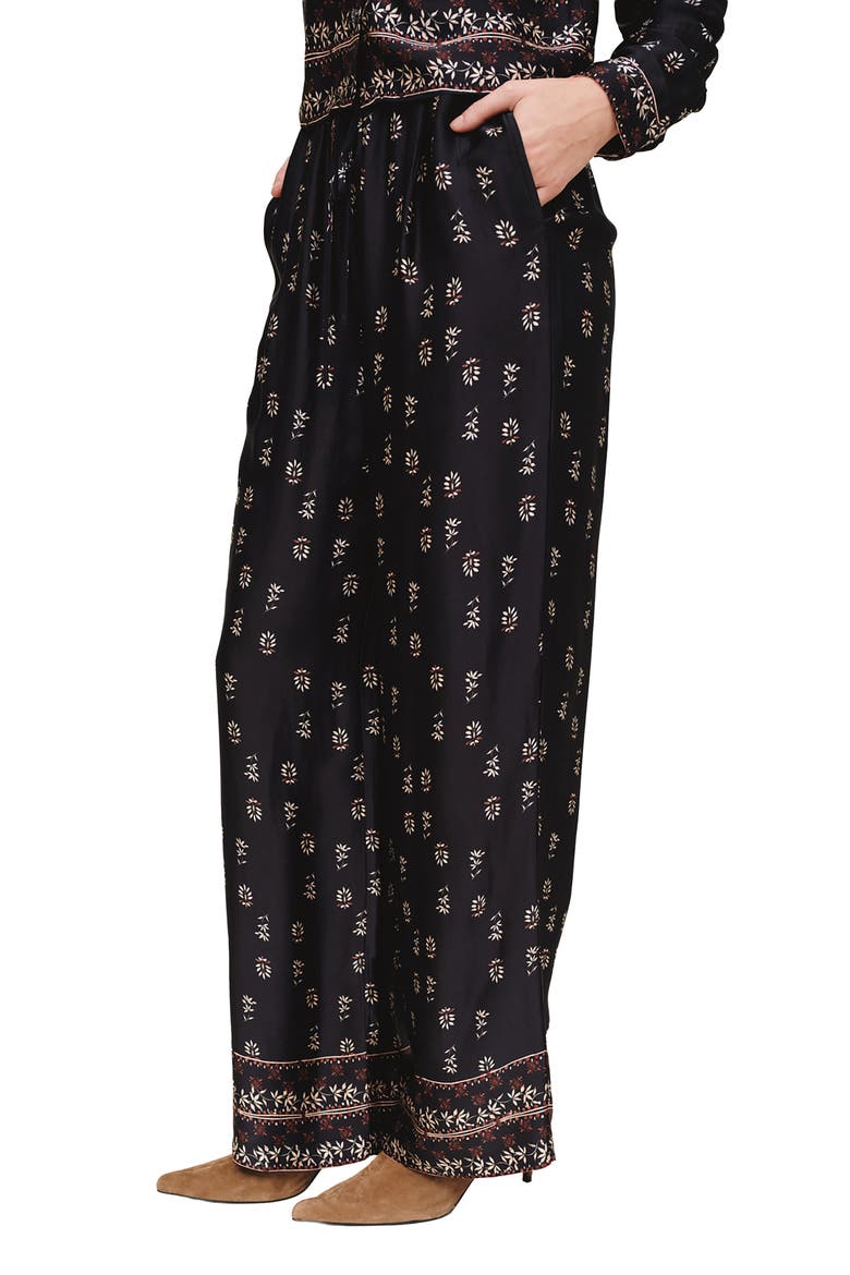 Single Pleat Wide Leg Pants, Alternate, color, FLORAL BORDER PRINT