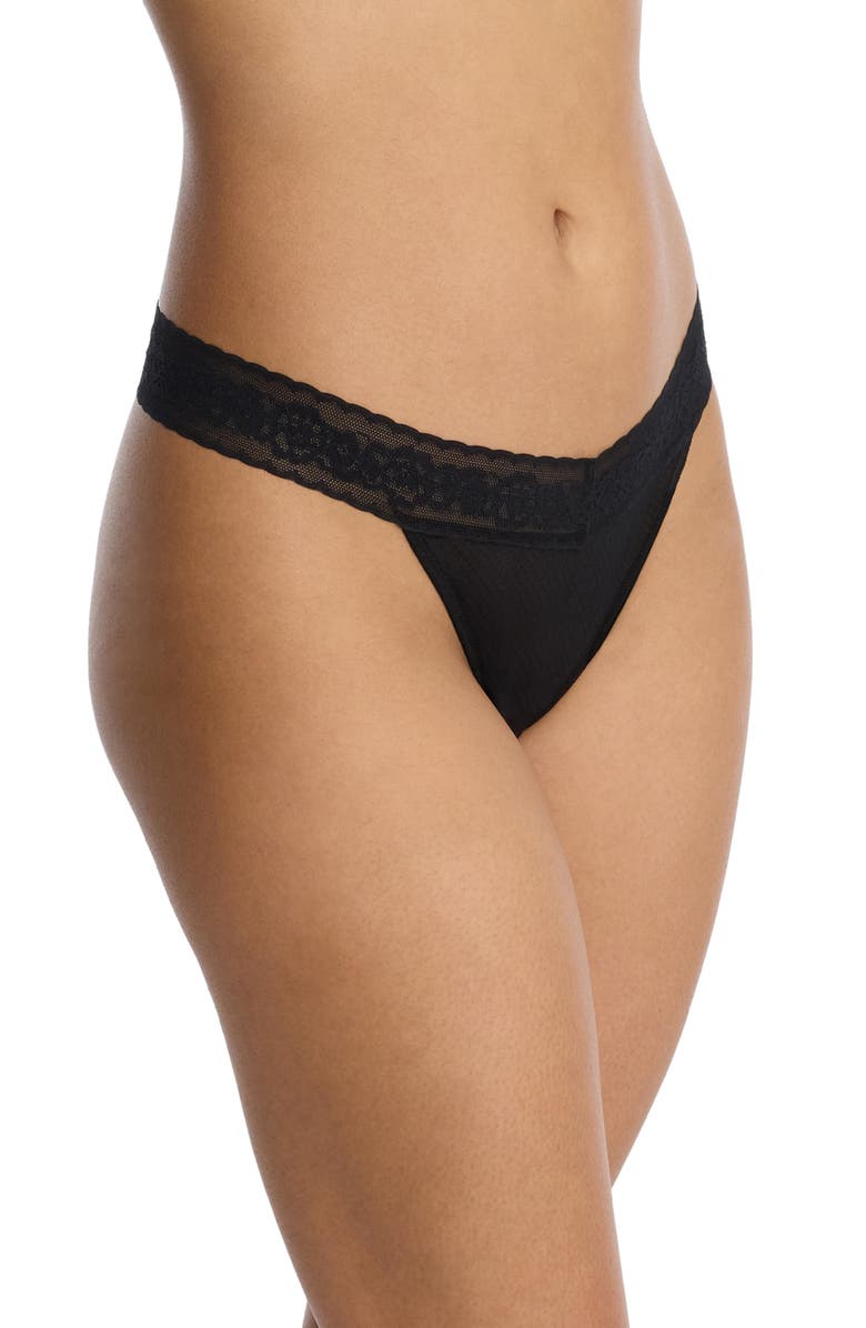 Skarlett Blue V-Front Lace Thong, Alternate, color, Black