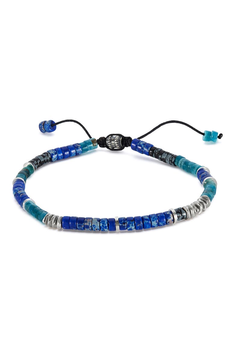 Men's Riverside Beaded Slider Bracelet, Main, color, BLUE