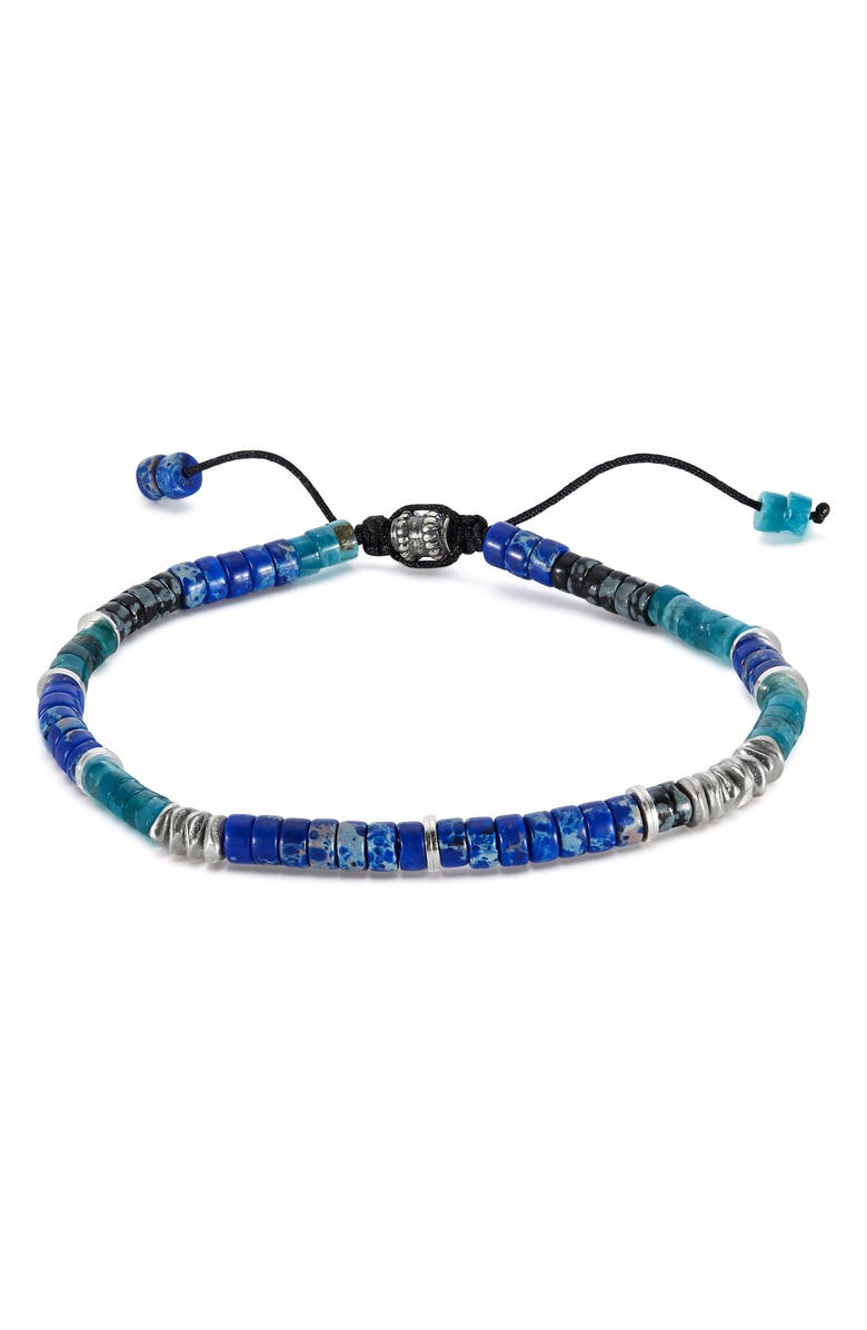Jonas Studio Men's Riverside Beaded Slider Bracelet, Main, color, Blue