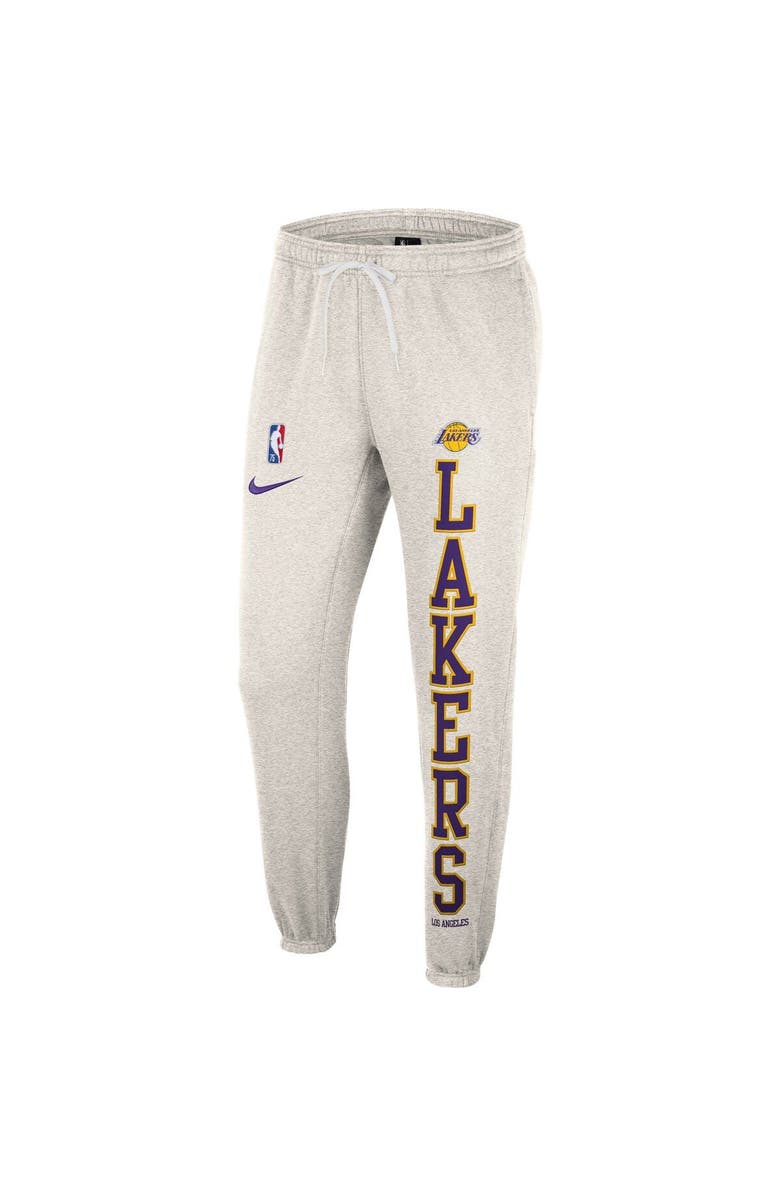 Nike Men's Nike Oatmeal Los Angeles Lakers 75th Anniversary Courtside Fleece Pants, Alternate, color, 