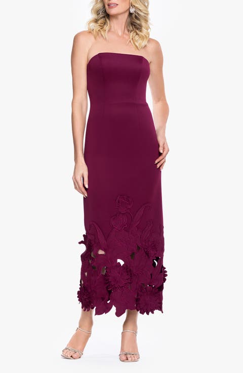 Laser Cut Strapless Scuba Gown