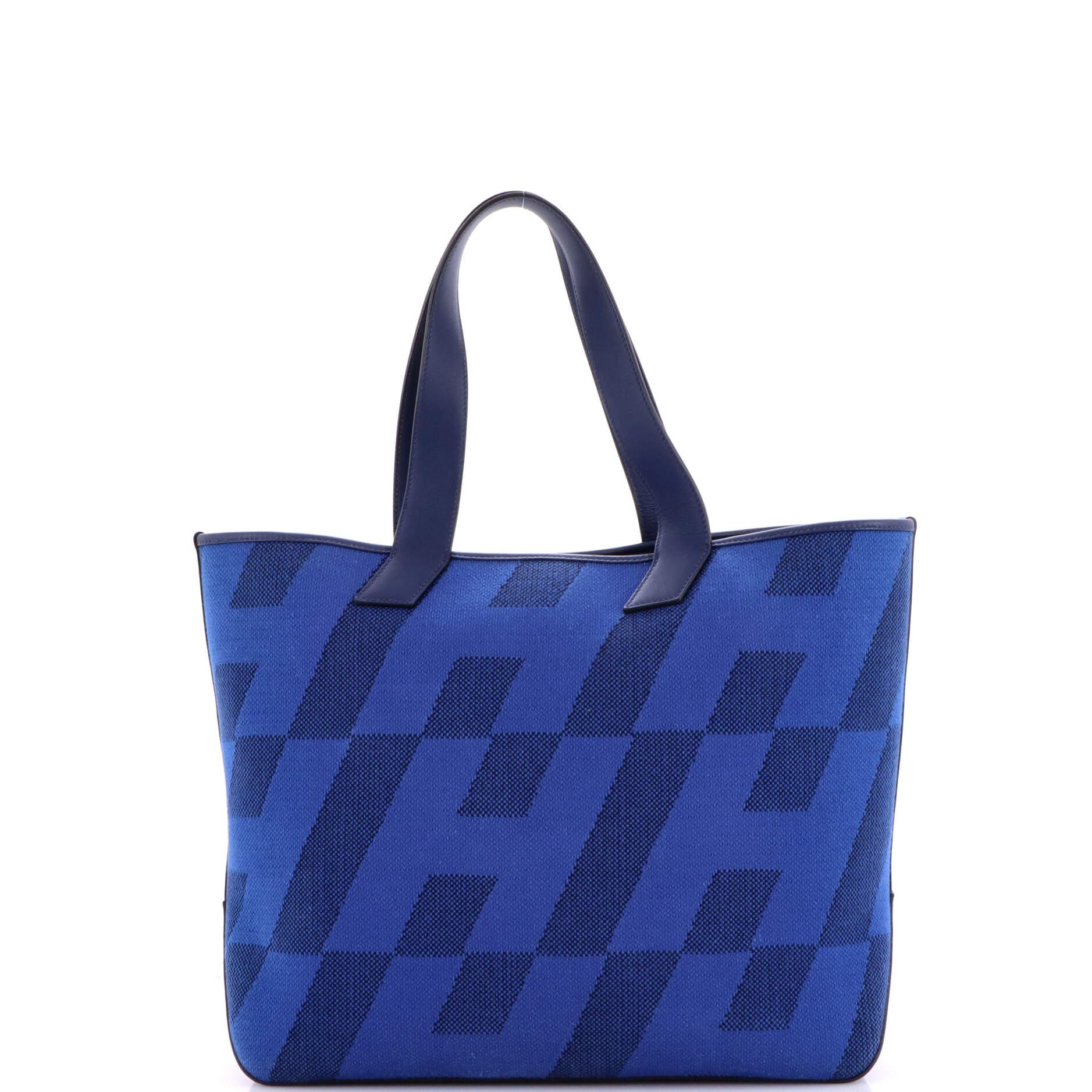 Pre-Owned Hermes Cabas H en Biais Tote Canvas with Leather 40, Alternate, color, Bleu Saphir