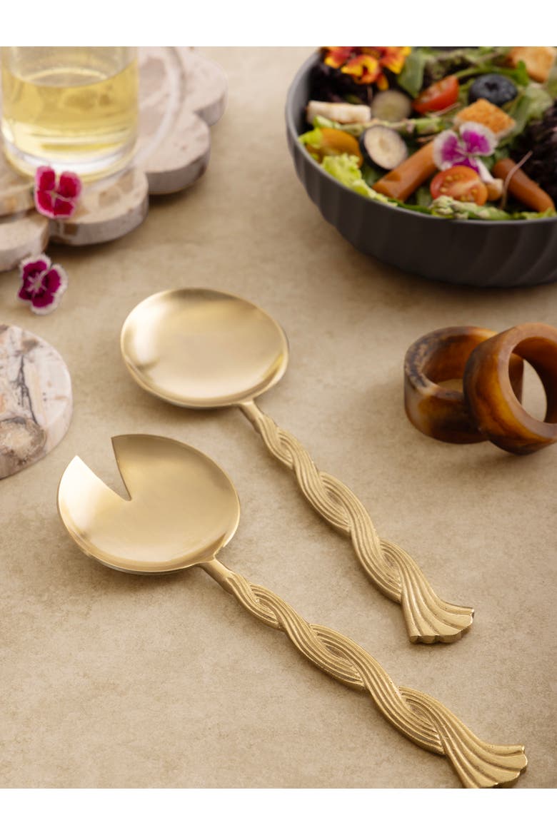 Santiago Salad Servers, Set of 2, Alternate, color, Gold